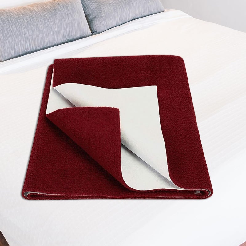 CANWAY 1 Piece Absorbent Waterproof Mattress Protector Sheet for Babies Quick Dry Washable 140 x 100 Cm Large Maroon - Image 1