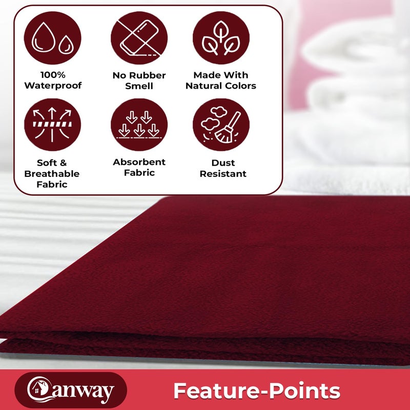 CANWAY 1 Piece Absorbent Waterproof Mattress Protector Sheet for Babies Quick Dry Washable 140 x 100 Cm Large Maroon - Image 4