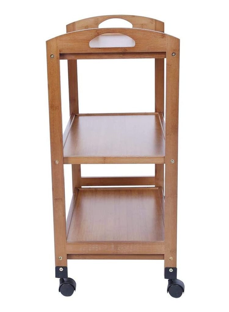 FFD Wooden Kitchen Trolley 3 Tier Kitchen Storage Rack Serving Trolley Island Cart with Rotating Wheels - Image 4