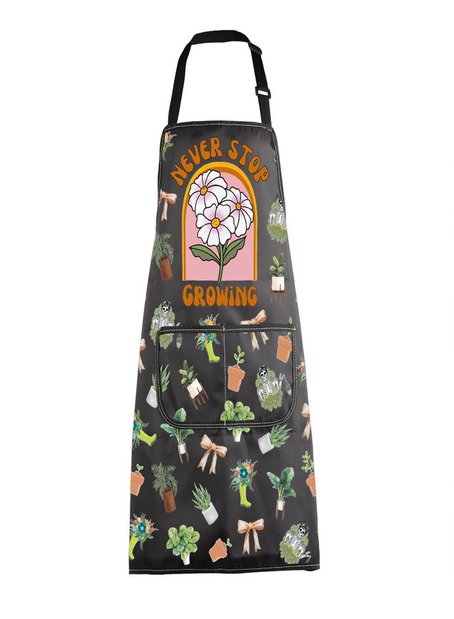 MBMSO Plant Themed Apron with Pockets Never Stop Growing Gifts for Plant Lover Garden Planting Apron for Gardener Lady Gifts (Plant Growing Apron-b) - Image 1