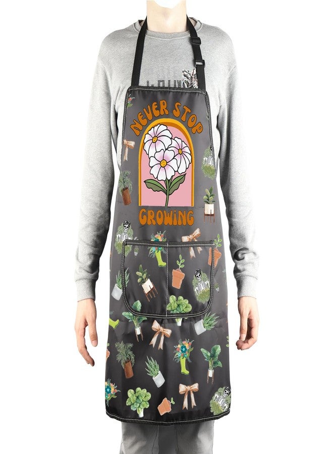 MBMSO Plant Themed Apron with Pockets Never Stop Growing Gifts for Plant Lover Garden Planting Apron for Gardener Lady Gifts (Plant Growing Apron-b) - Image 4
