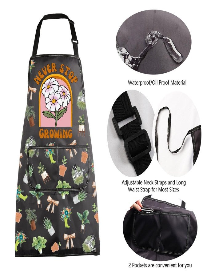 MBMSO Plant Themed Apron with Pockets Never Stop Growing Gifts for Plant Lover Garden Planting Apron for Gardener Lady Gifts (Plant Growing Apron-b) - Image 5