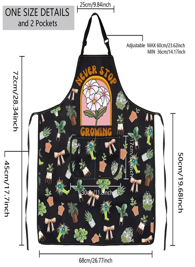 MBMSO Plant Themed Apron with Pockets Never Stop Growing Gifts for Plant Lover Garden Planting Apron for Gardener Lady Gifts (Plant Growing Apron-b) - Image 2