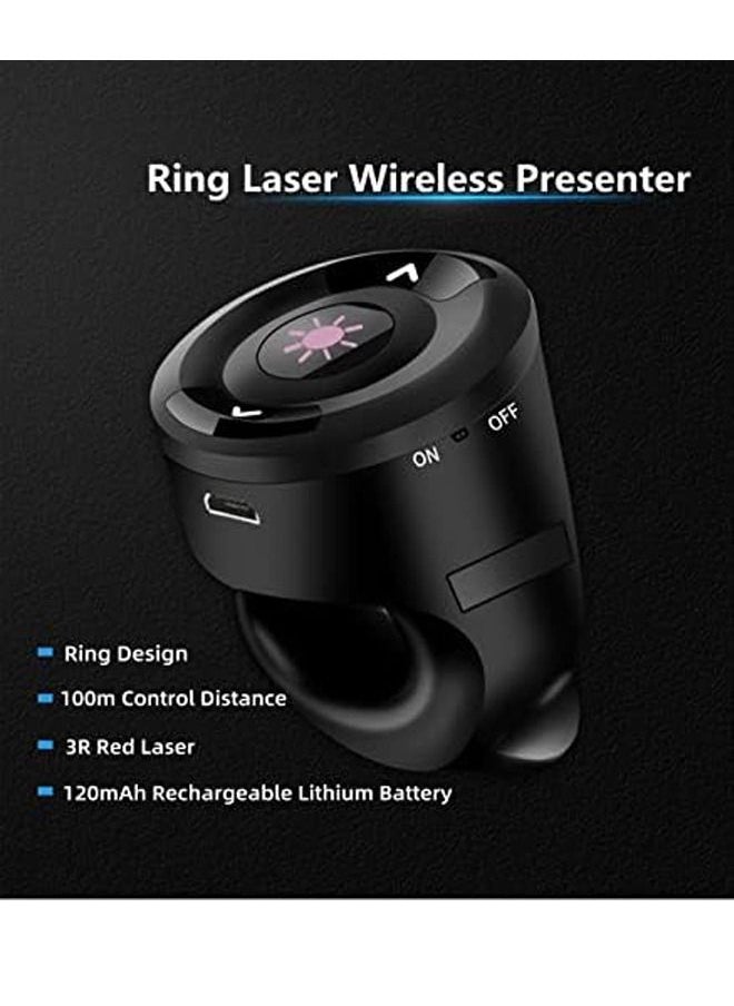 Generic 2.4G Wireless Presenter for Powerpoint Presentation Remote Control Red Laser Pointer,Finger Ring Presenter Rechargeable Slide Remote for Powerpoint Presentation Clicker for Computer  - Image 3
