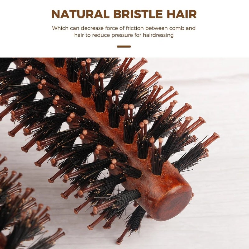Bluejw Hot Sale Salon Styling Tool Boar Bristle Mixed Nylon Taper Shank Wood Hair Brush - Brown Round Comb for Hairbrushes - Image 5