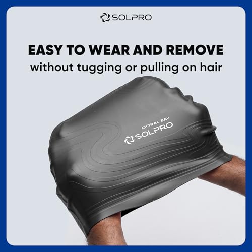 Solpro Coral Bay Unisex Swimming Cap|for Men,Women,Boys,Girls,Athletes,Swimmers|for Training,Competition in Swimming Pool,Water Sport,Beach,Water Park & Activties|One Size Fits All(Black) - Image 5