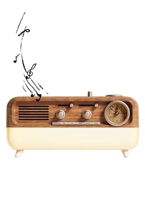 Classic Retro Styling Bluetooth Speaker, Dual-Color Light Adjustable Led Night Light, 6 Kinds Of Sleep-Aiding White Noise, 3-Speed Timer Alarm Clock, Suitable For Bedroom, Living Room, Study, Coffee Shop, Gym And Other Spaces.