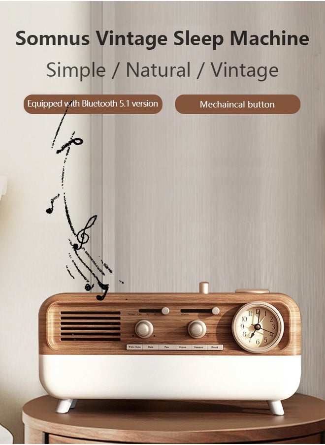 Generic - Classic Retro Styling Bluetooth Speaker, Dual-Color Light Adjustable Led Night Light, 6 Kinds Of Sleep-Aiding White Noise, 3-Speed Timer Alarm Clock, Suitable For Bedroom, Living Room, Study, Coffee Shop, Gym And Other Spaces. - Image 1