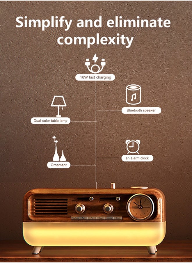 Generic - Classic Retro Styling Bluetooth Speaker, Dual-Color Light Adjustable Led Night Light, 6 Kinds Of Sleep-Aiding White Noise, 3-Speed Timer Alarm Clock, Suitable For Bedroom, Living Room, Study, Coffee Shop, Gym And Other Spaces. - Image 1