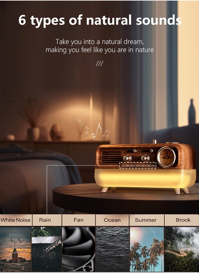 Generic - Classic Retro Styling Bluetooth Speaker, Dual-Color Light Adjustable Led Night Light, 6 Kinds Of Sleep-Aiding White Noise, 3-Speed Timer Alarm Clock, Suitable For Bedroom, Living Room, Study, Coffee Shop, Gym And Other Spaces. - Image 1