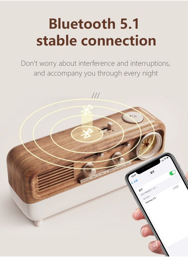 Generic - Classic Retro Styling Bluetooth Speaker, Dual-Color Light Adjustable Led Night Light, 6 Kinds Of Sleep-Aiding White Noise, 3-Speed Timer Alarm Clock, Suitable For Bedroom, Living Room, Study, Coffee Shop, Gym And Other Spaces. - Image 1