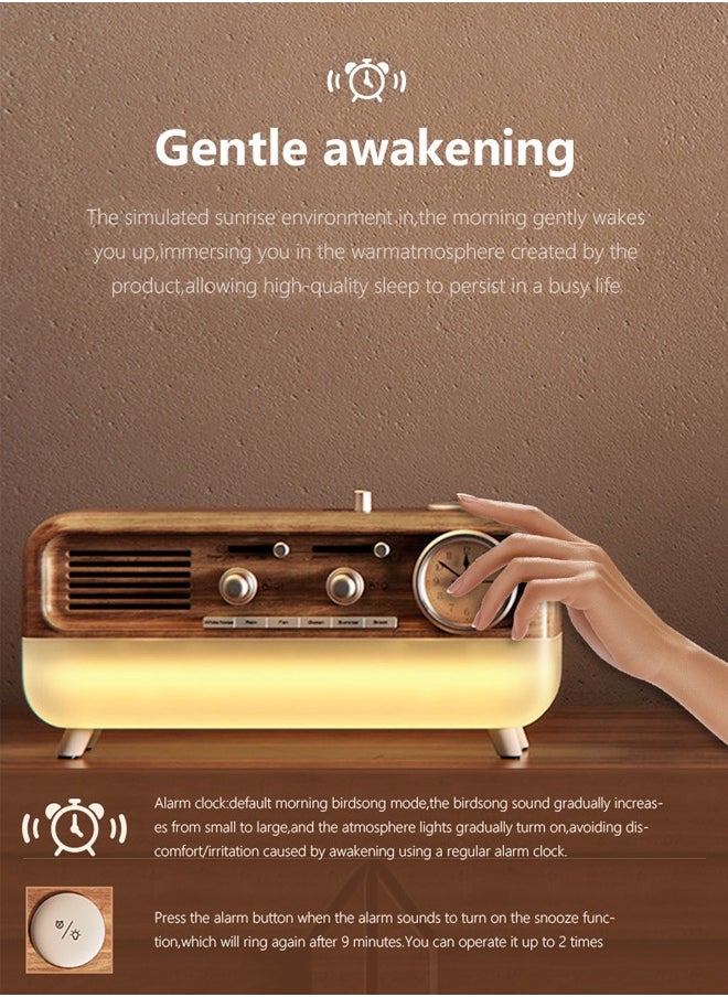 Generic - Classic Retro Styling Bluetooth Speaker, Dual-Color Light Adjustable Led Night Light, 6 Kinds Of Sleep-Aiding White Noise, 3-Speed Timer Alarm Clock, Suitable For Bedroom, Living Room, Study, Coffee Shop, Gym And Other Spaces. - Image 1