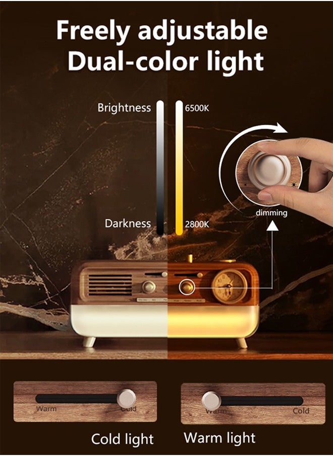 Generic - Classic Retro Styling Bluetooth Speaker, Dual-Color Light Adjustable Led Night Light, 6 Kinds Of Sleep-Aiding White Noise, 3-Speed Timer Alarm Clock, Suitable For Bedroom, Living Room, Study, Coffee Shop, Gym And Other Spaces. - Image 1