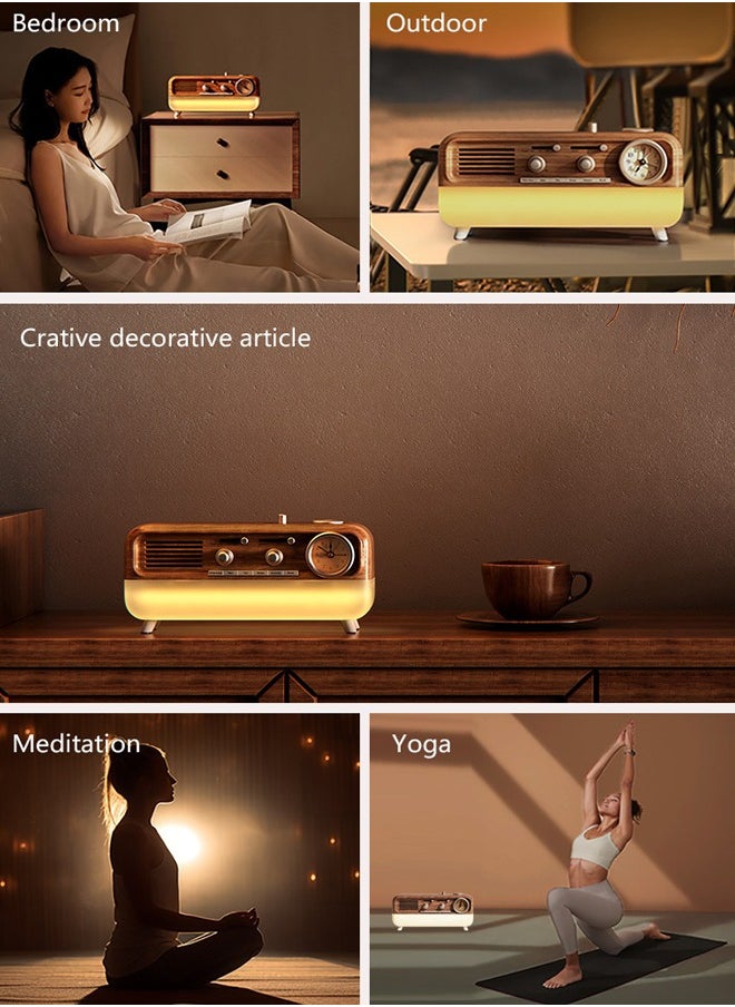 Generic - Classic Retro Styling Bluetooth Speaker, Dual-Color Light Adjustable Led Night Light, 6 Kinds Of Sleep-Aiding White Noise, 3-Speed Timer Alarm Clock, Suitable For Bedroom, Living Room, Study, Coffee Shop, Gym And Other Spaces. - Image 1
