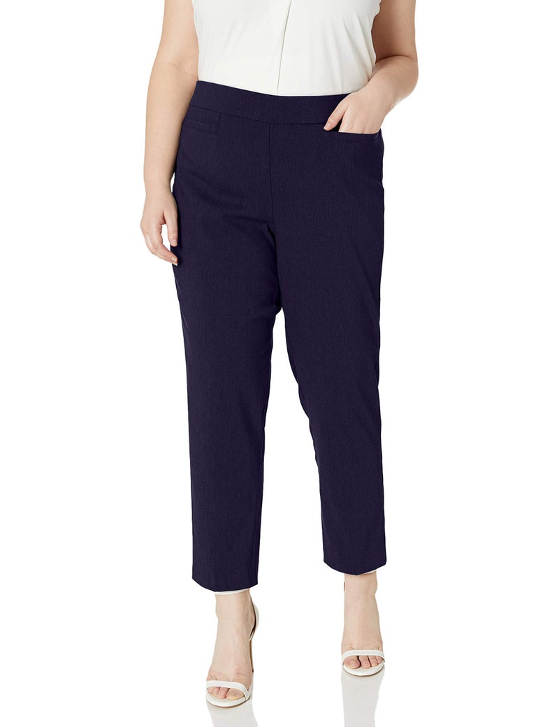 Alfred Dunner womens Allure Slimming Plus Size Stretch Modern Fit Pants Navy 18 US