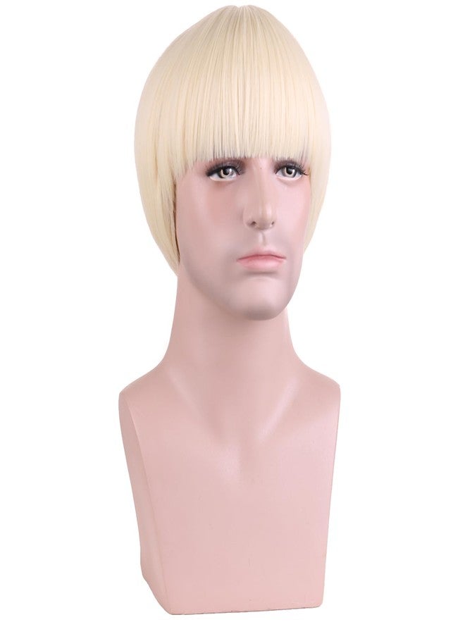 MAGQOO Short Mushroom Wig Men 60s 80s Bowl Cut Wigs Old Man Movie Party Halloween Vector Costume Anime Wig(Light Blonde) - Image 2
