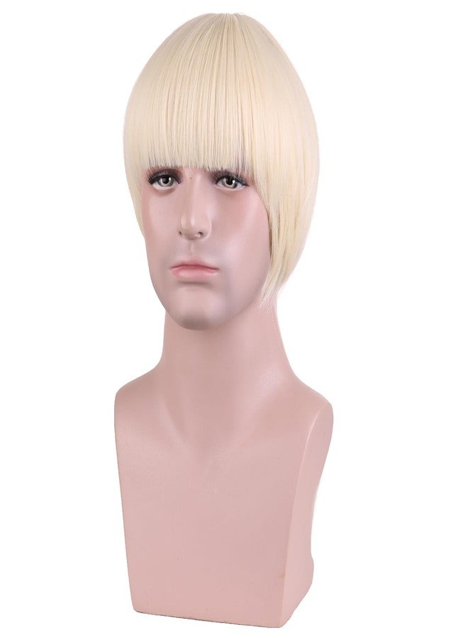 MAGQOO Short Mushroom Wig Men 60s 80s Bowl Cut Wigs Old Man Movie Party Halloween Vector Costume Anime Wig(Light Blonde) - Image 3