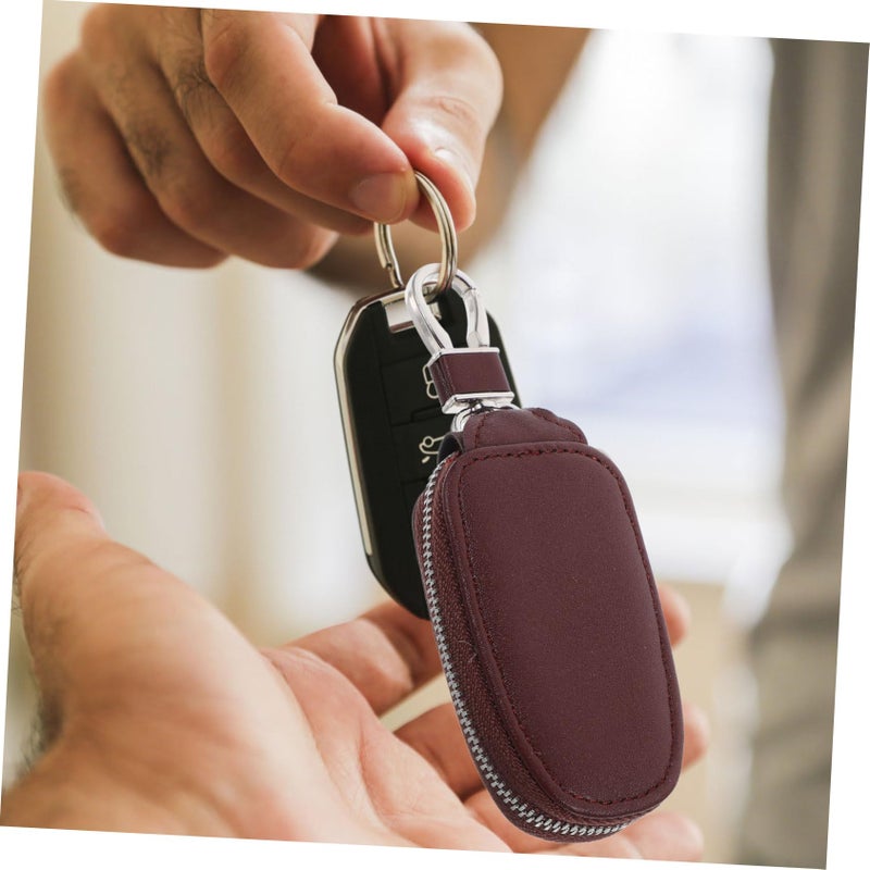 Durable PU Leather Car Key Holder Case with Zipper and Buckle for Safe Everyday Carry - Image 4
