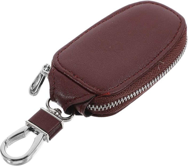 Durable PU Leather Car Key Holder Case with Zipper and Buckle for Safe Everyday Carry - Image 1