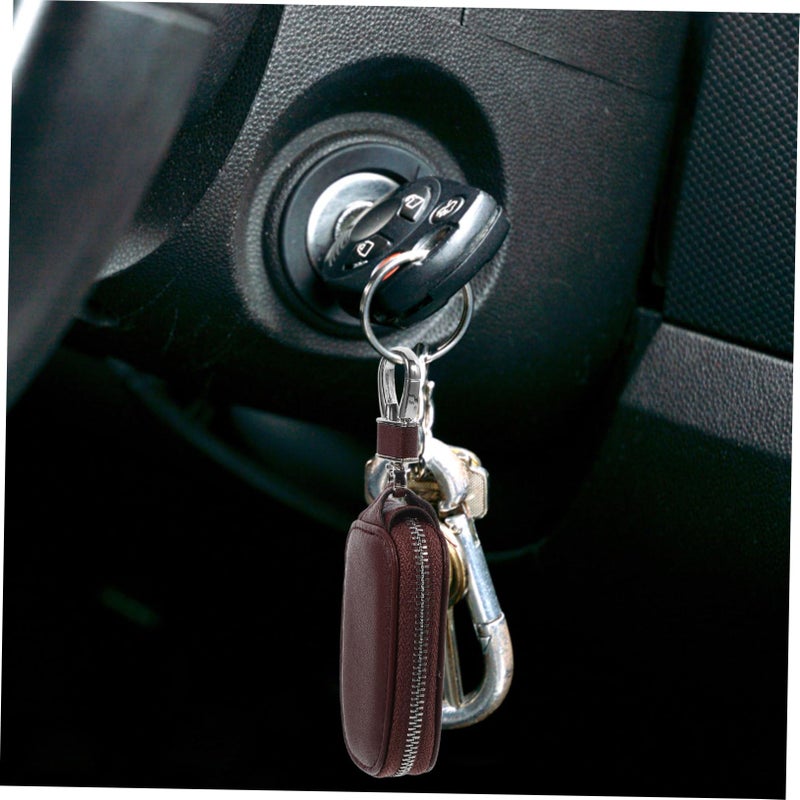 Durable PU Leather Car Key Holder Case with Zipper and Buckle for Safe Everyday Carry - Image 5