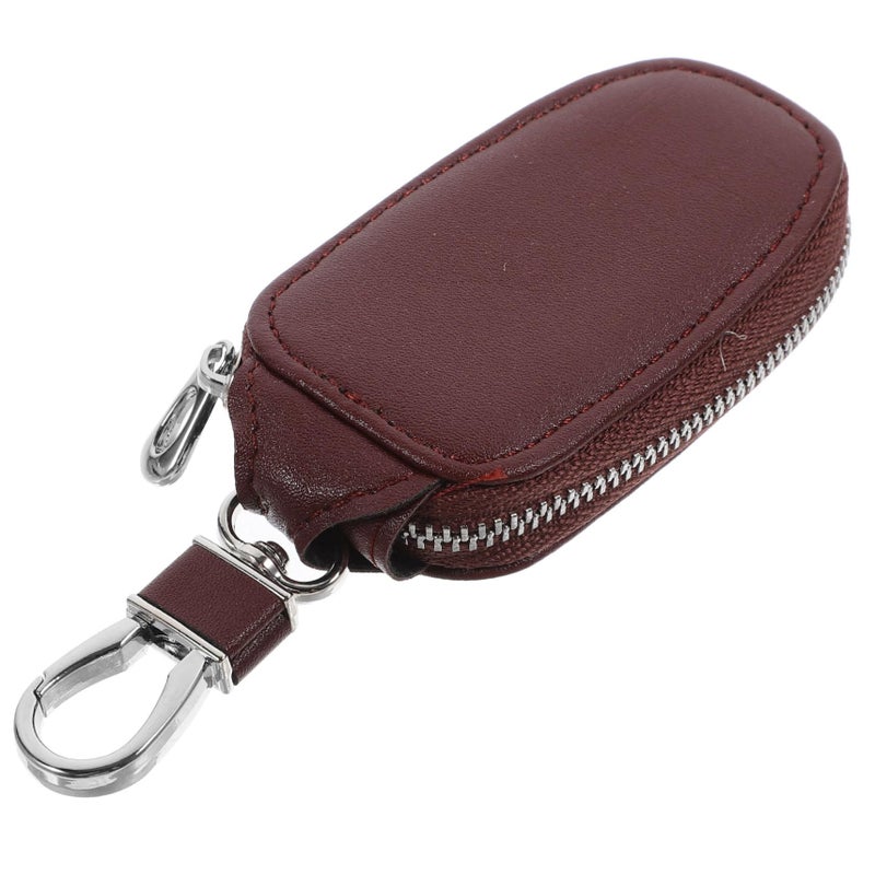 Durable PU Leather Car Key Holder Case with Zipper and Buckle for Safe Everyday Carry - Image 2