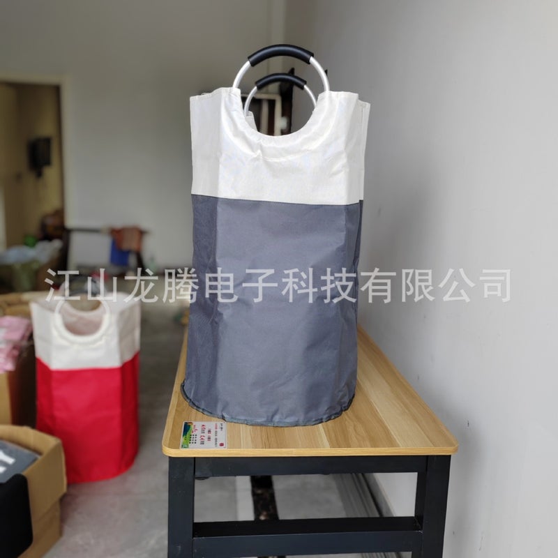 Fabric Laundry Bag Large Oxford Cloth Dirty Clothes Blue Foldable Aluminum Ring Dirty Clothes Toy Storage Bag - Image 5