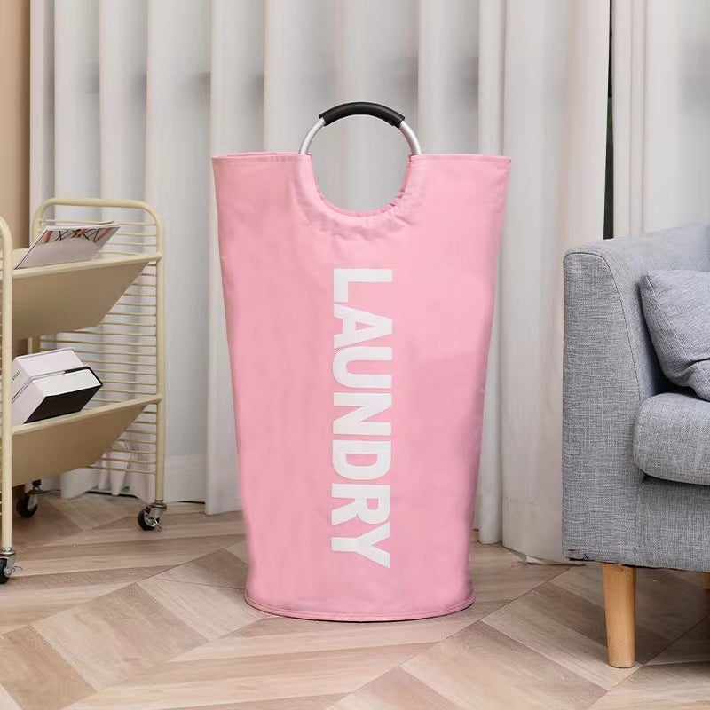 Fabric Laundry Bag Large Oxford Cloth Dirty Clothes Blue Foldable Aluminum Ring Dirty Clothes Toy Storage Bag - Image 1