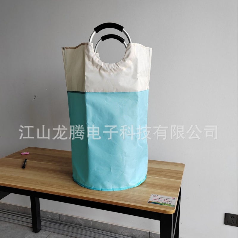 Fabric Laundry Bag Large Oxford Cloth Dirty Clothes Blue Foldable Aluminum Ring Dirty Clothes Toy Storage Bag - Image 4