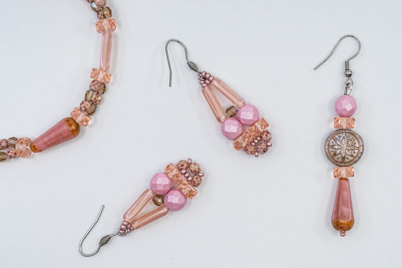 Bohemia Crystal Valley 2.1oz (60 g) Mix of Unique Czech Bohemia Glass Pressed Beads, Dirty Pink Antique, Table Cut, Matte and Glossy, Faceted Fire Polish, Hand Made Set Kit BCV - Image 4
