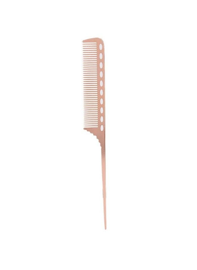 ViaGasaFamido Tail Pin Tail Comb Portable Rat Tail Comb Aluminum Pintail Comb Hair Barber Comb Teasing Combs For Men (3 Pack) (Rose Gold)  - Image 1