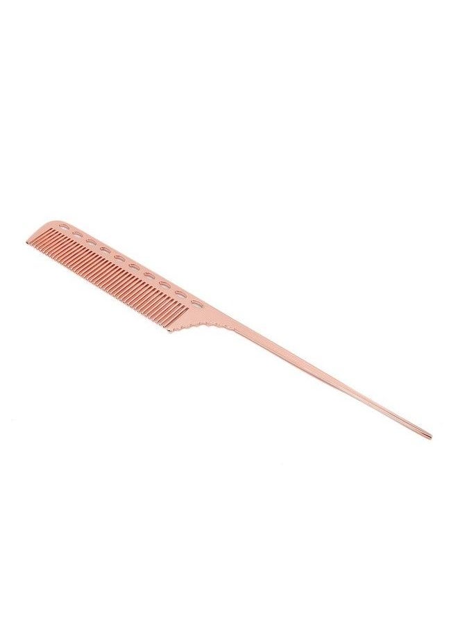 ViaGasaFamido Tail Pin Tail Comb Portable Rat Tail Comb Aluminum Pintail Comb Hair Barber Comb Teasing Combs For Men (3 Pack) (Rose Gold)  - Image 4
