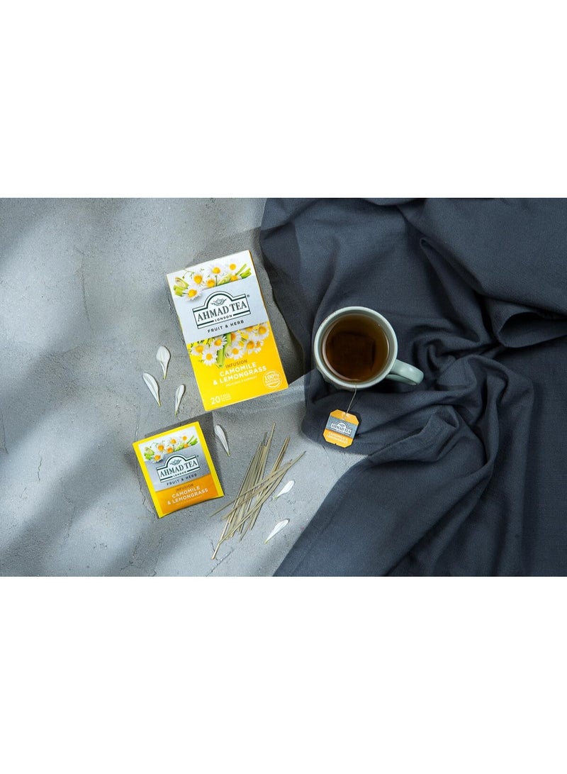 Ahmad Tea Camomile & Lemongrass Infusion Fruit & Herb Tea 20 Teabags - Image 5