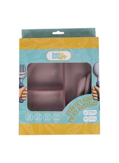 Babies Basic Feeding Set, 3 Piece, Silicone Set For Self Feeding, Learning & Fine Motor Skills Soft, Easy To Grip,Silicone Suction Plate With Silicone Spoon And Fork - Pink  - Image 2