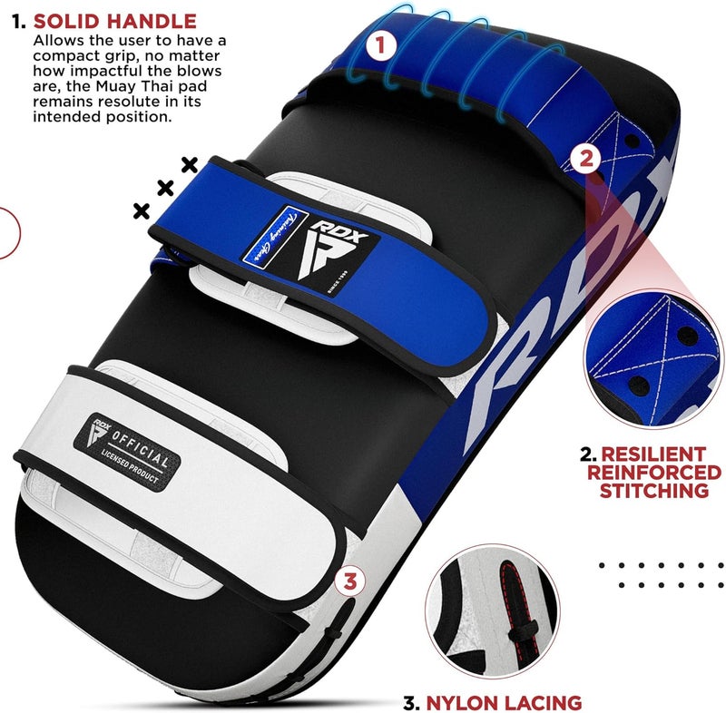 RDX Muay Thai Training Pad - Curved Kickboxing Strike Shield for MMA, Karate, Taekwondo |Blue/Black (APR-T1U) - Image 2