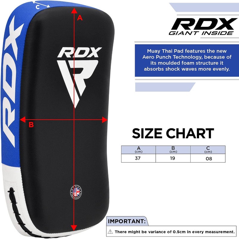 RDX Muay Thai Training Pad - Curved Kickboxing Strike Shield for MMA, Karate, Taekwondo |Blue/Black (APR-T1U) - Image 3