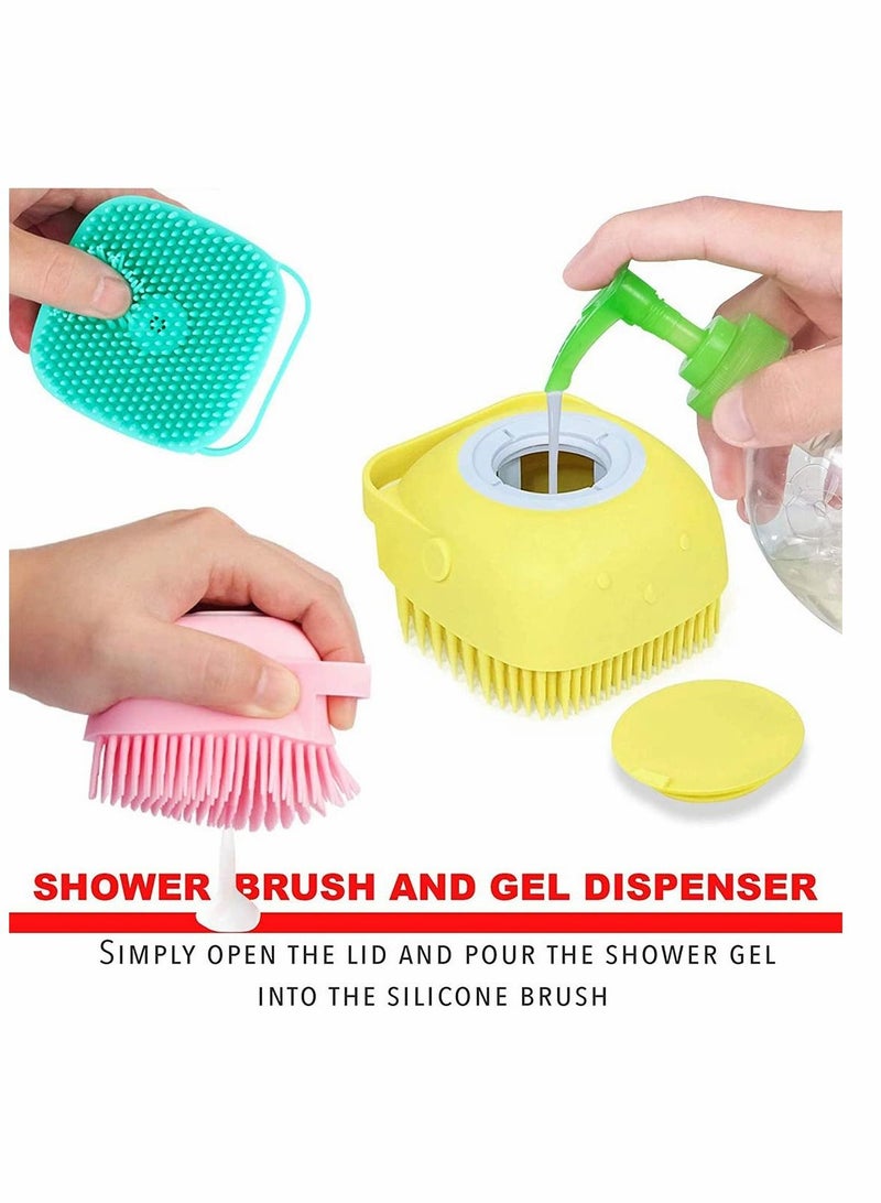 Silicone Body Brush, Bath Exfoliating Scrubber, 2-in-1 Shower with Gel Dispenser, Cleansing Massage Shampoo Brush for Baby Men Women - 3 Pieces - Image 4