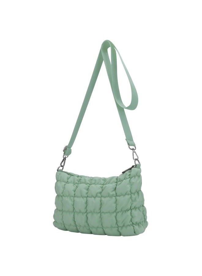 E-Tree Quilted Crossbody Bags for Women Men, Puffer Handbag Purse with Shoulder Strap, Green, Small, Crossbody - Image 1