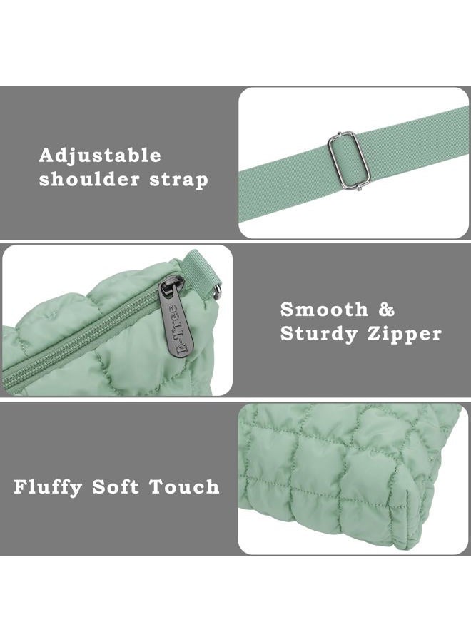 E-Tree Quilted Crossbody Bags for Women Men, Puffer Handbag Purse with Shoulder Strap, Green, Small, Crossbody - Image 5