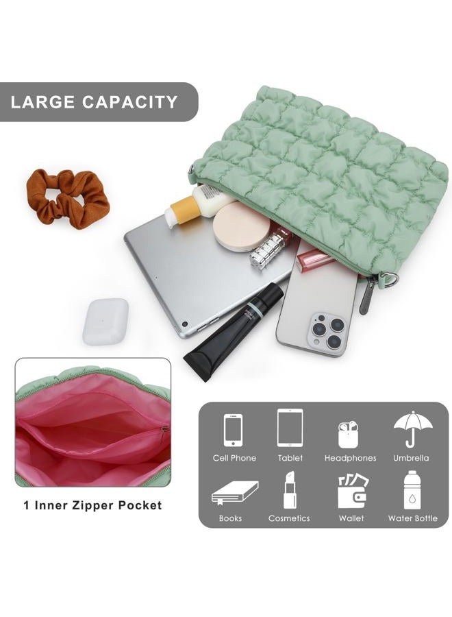 E-Tree Quilted Crossbody Bags for Women Men, Puffer Handbag Purse with Shoulder Strap, Green, Small, Crossbody - Image 4