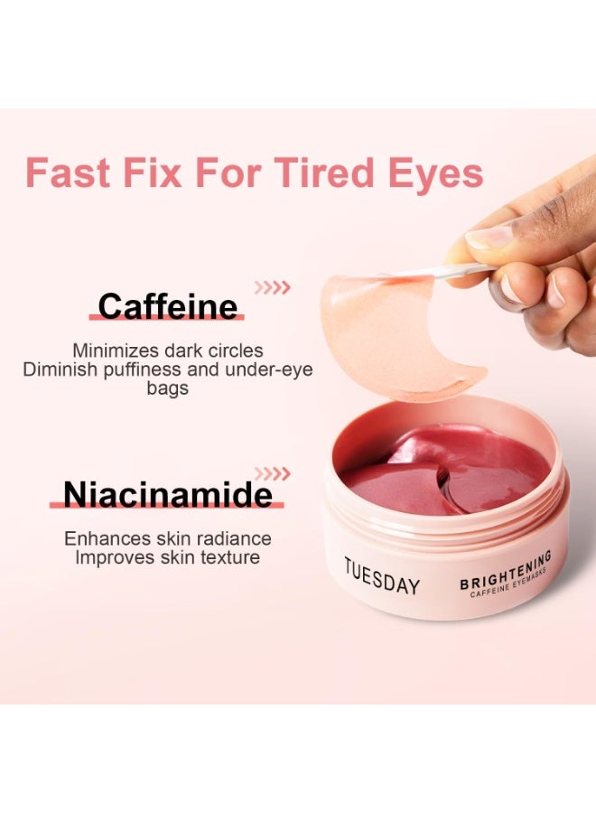 Tuesday Caffeine Eye Patches for Dark Circles & Puffiness | Hydrating Under Eye Mask with Hyaluronic Acid & Niacinamide | Reduce Fine Lines & Brighten Tired Eyes - 60 pcs - Image 2