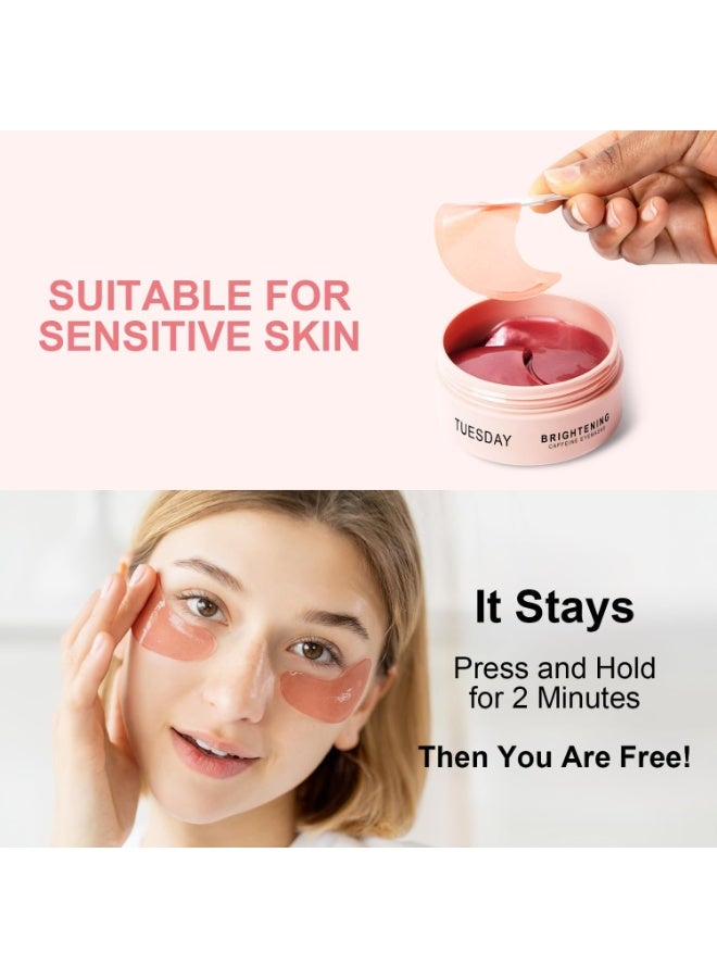 Tuesday Caffeine Eye Patches for Dark Circles & Puffiness | Hydrating Under Eye Mask with Hyaluronic Acid & Niacinamide | Reduce Fine Lines & Brighten Tired Eyes - 60 pcs - Image 4