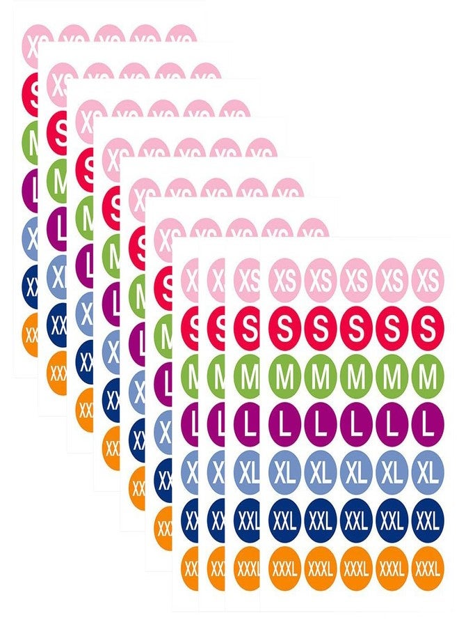 SYBL 350Pcs 1Inch Colorful Round Clothing Size Stickers Self Adhesive Apparel Coded Labels for T Shirts Trousers Skirt Shoes Retail (XS S M L XL XXL XXXL) - Image 1