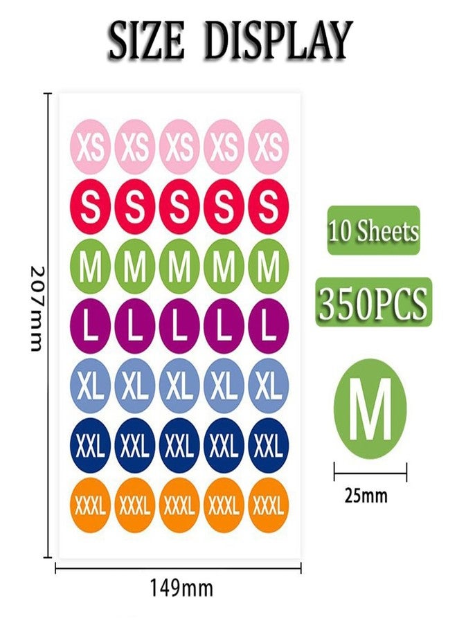 SYBL 350Pcs 1Inch Colorful Round Clothing Size Stickers Self Adhesive Apparel Coded Labels for T Shirts Trousers Skirt Shoes Retail (XS S M L XL XXL XXXL) - Image 2