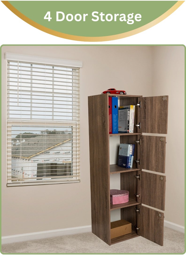 AFT - Modern Wooden 4-Tier Storage Cabinet with Lockable Doors – 148.5 cm Tall Freestanding Organizer with 4 Spacious 35 cm Shelves, 40x40 cm Surface Area, 15 mm Thick Panels – Durable Multipurpose Cupboard for Home, Office, or Bedroom Use – Sonoma oak (Arfan) - Image 1