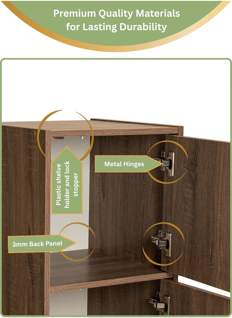 AFT - Modern Wooden 4-Tier Storage Cabinet with Lockable Doors – 148.5 cm Tall Freestanding Organizer with 4 Spacious 35 cm Shelves, 40x40 cm Surface Area, 15 mm Thick Panels – Durable Multipurpose Cupboard for Home, Office, or Bedroom Use – Sonoma oak (Arfan) - Image 1