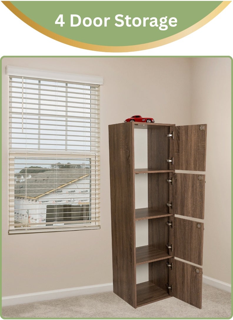 AFT - Modern Wooden 4-Tier Storage Cabinet with Lockable Doors – 148.5 cm Tall Freestanding Organizer with 4 Spacious 35 cm Shelves, 40x40 cm Surface Area, 15 mm Thick Panels – Durable Multipurpose Cupboard for Home, Office, or Bedroom Use – Sonoma oak (Arfan) - Image 1