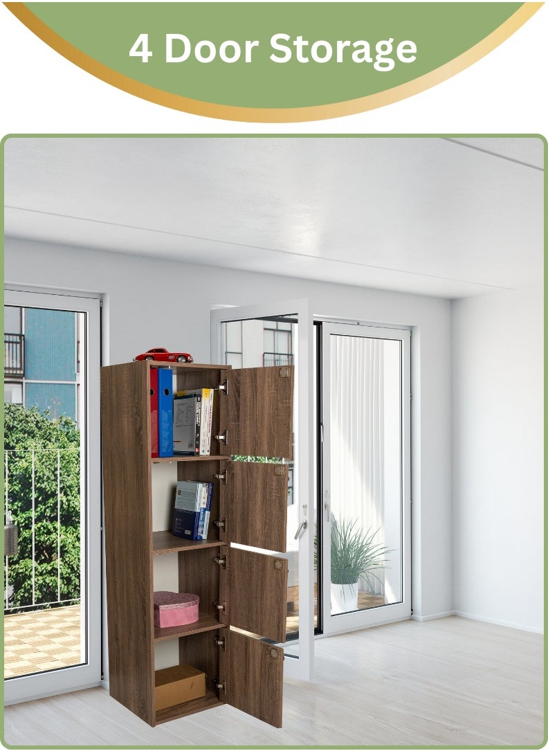 AFT - Modern Wooden 4-Tier Storage Cabinet with Lockable Doors – 148.5 cm Tall Freestanding Organizer with 4 Spacious 35 cm Shelves, 40x40 cm Surface Area, 15 mm Thick Panels – Durable Multipurpose Cupboard for Home, Office, or Bedroom Use – Sonoma oak (Arfan) - Image 1