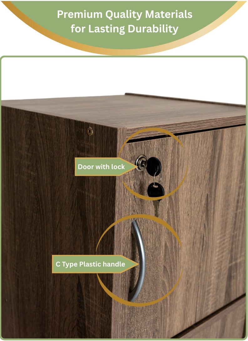 AFT - Modern Wooden 4-Tier Storage Cabinet with Lockable Doors – 148.5 cm Tall Freestanding Organizer with 4 Spacious 35 cm Shelves, 40x40 cm Surface Area, 15 mm Thick Panels – Durable Multipurpose Cupboard for Home, Office, or Bedroom Use – Sonoma oak (Arfan) - Image 1