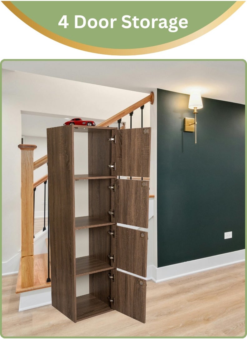 AFT - Modern Wooden 4-Tier Storage Cabinet with Lockable Doors – 148.5 cm Tall Freestanding Organizer with 4 Spacious 35 cm Shelves, 40x40 cm Surface Area, 15 mm Thick Panels – Durable Multipurpose Cupboard for Home, Office, or Bedroom Use – Sonoma oak (Arfan) - Image 1