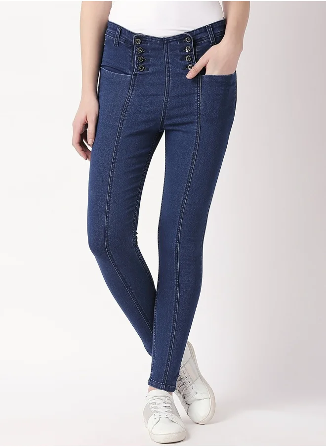 HIGH STAR Women Blue Slim Fit High-Rise Clean Look Stretchable Jeans